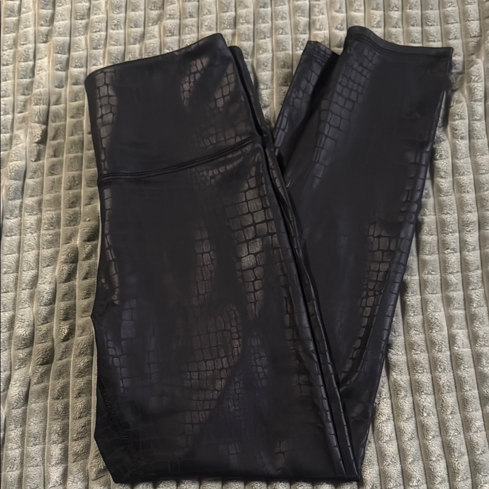 Marika Black Croc-Embossed Leggings